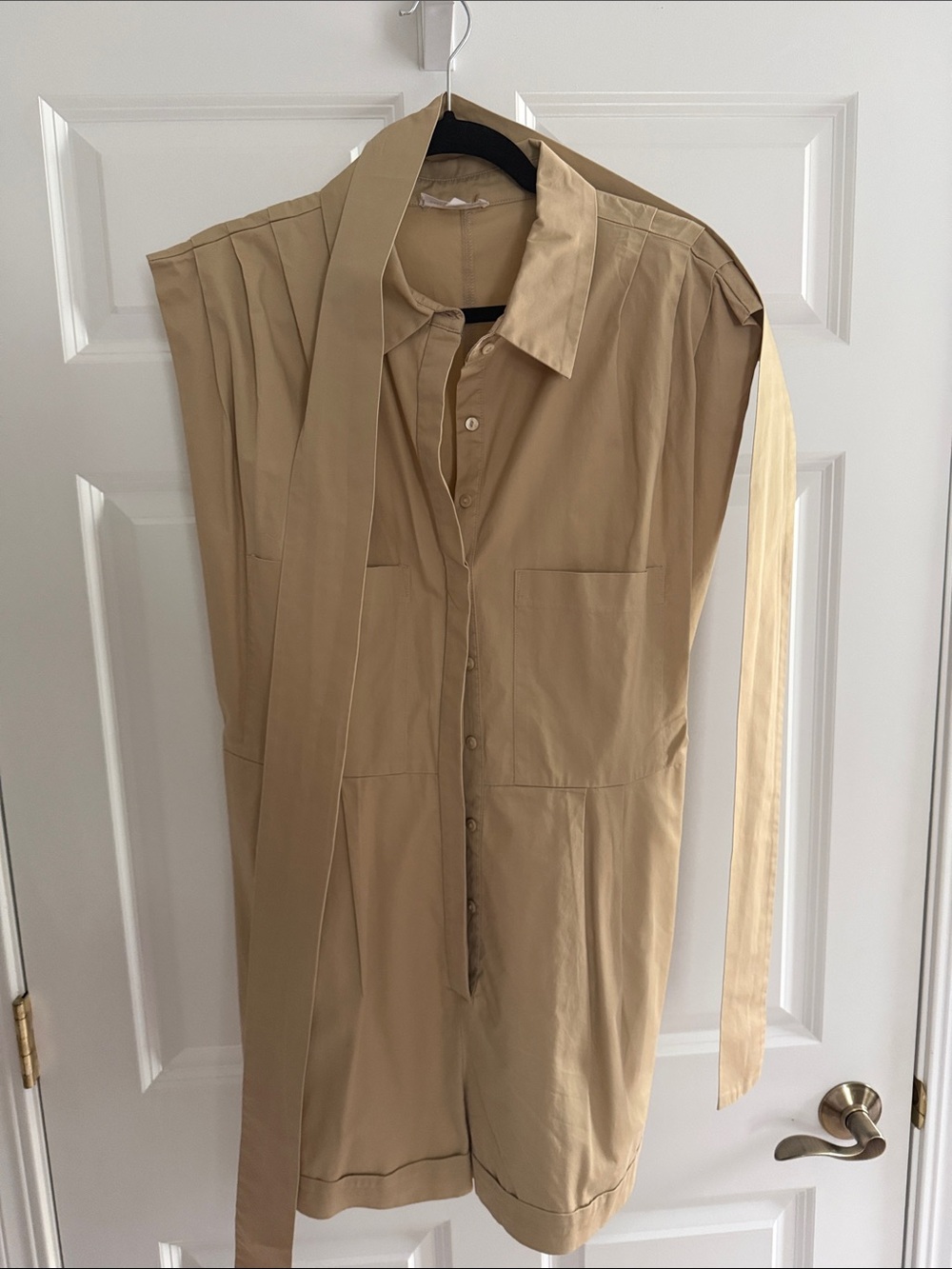 GREY LAB Tan Utility Sleeveless Jumpsuit with Tie